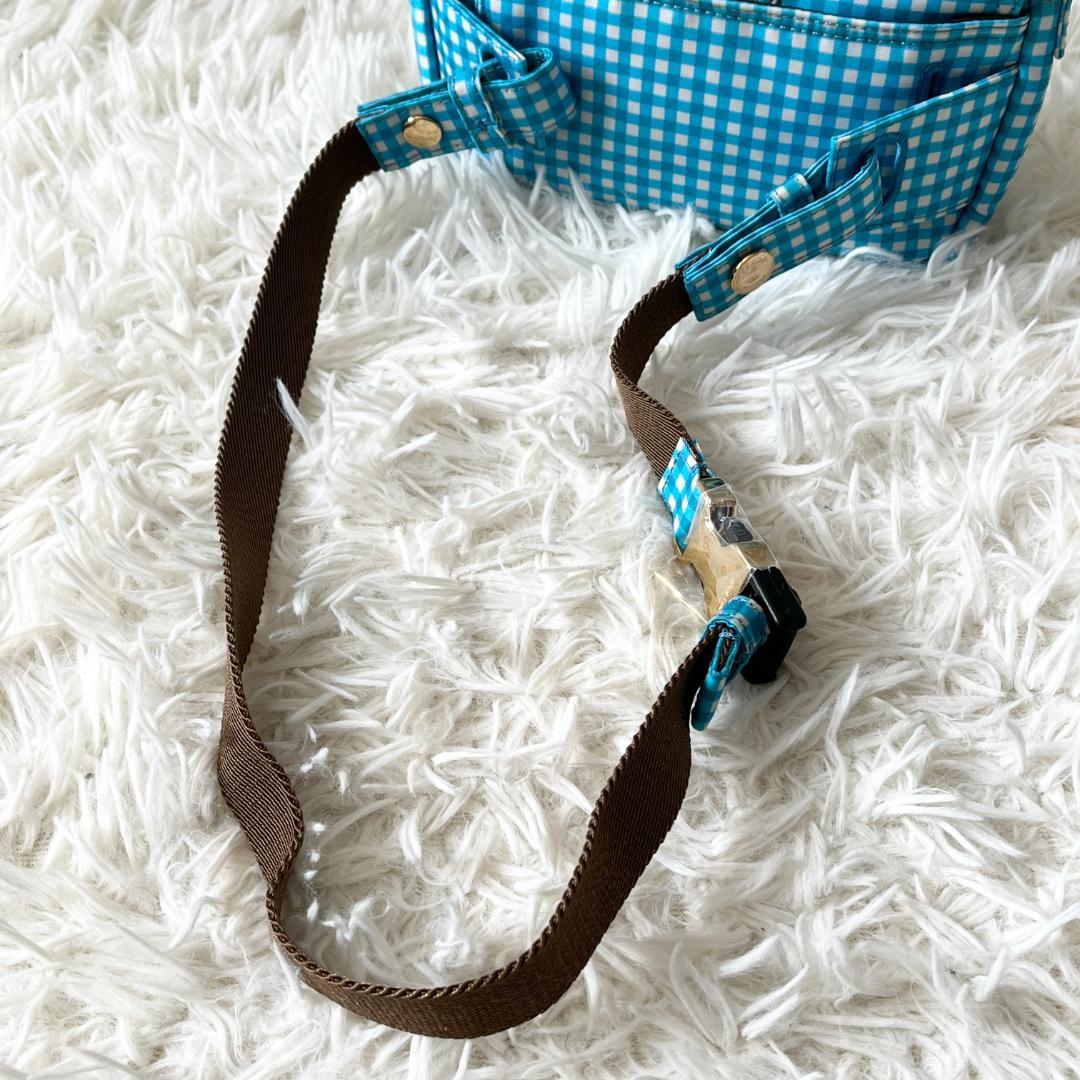 FENDI ウエストバッグ 水色 チェック柄 ショルダーバッグ ライトブルー