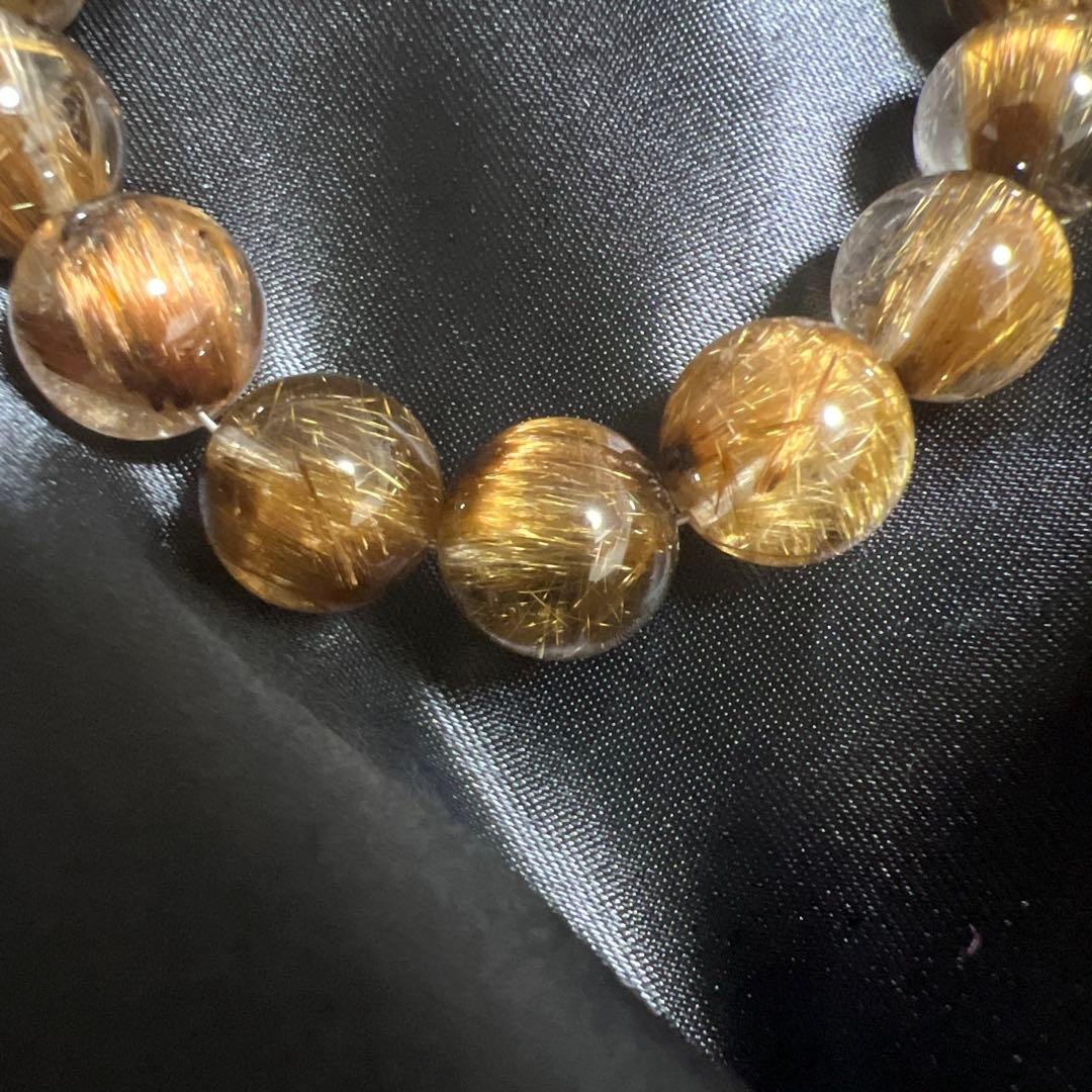 【新品】天然石タイガータイタンルチルブレスレット 19cm⭐︎最強金運