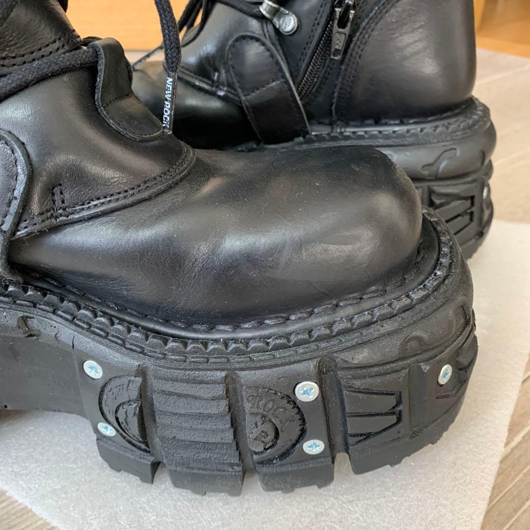 New Rock ユニセックスブラックコンバットブーツ M-TANK373-S1