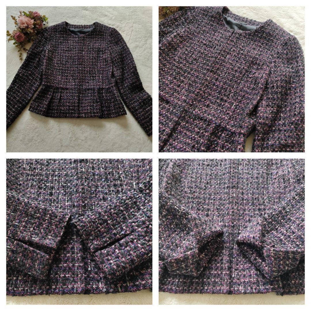 【ANAYI】華やかセットアップ　ノーカラージャケット３６＆フレアスカート７