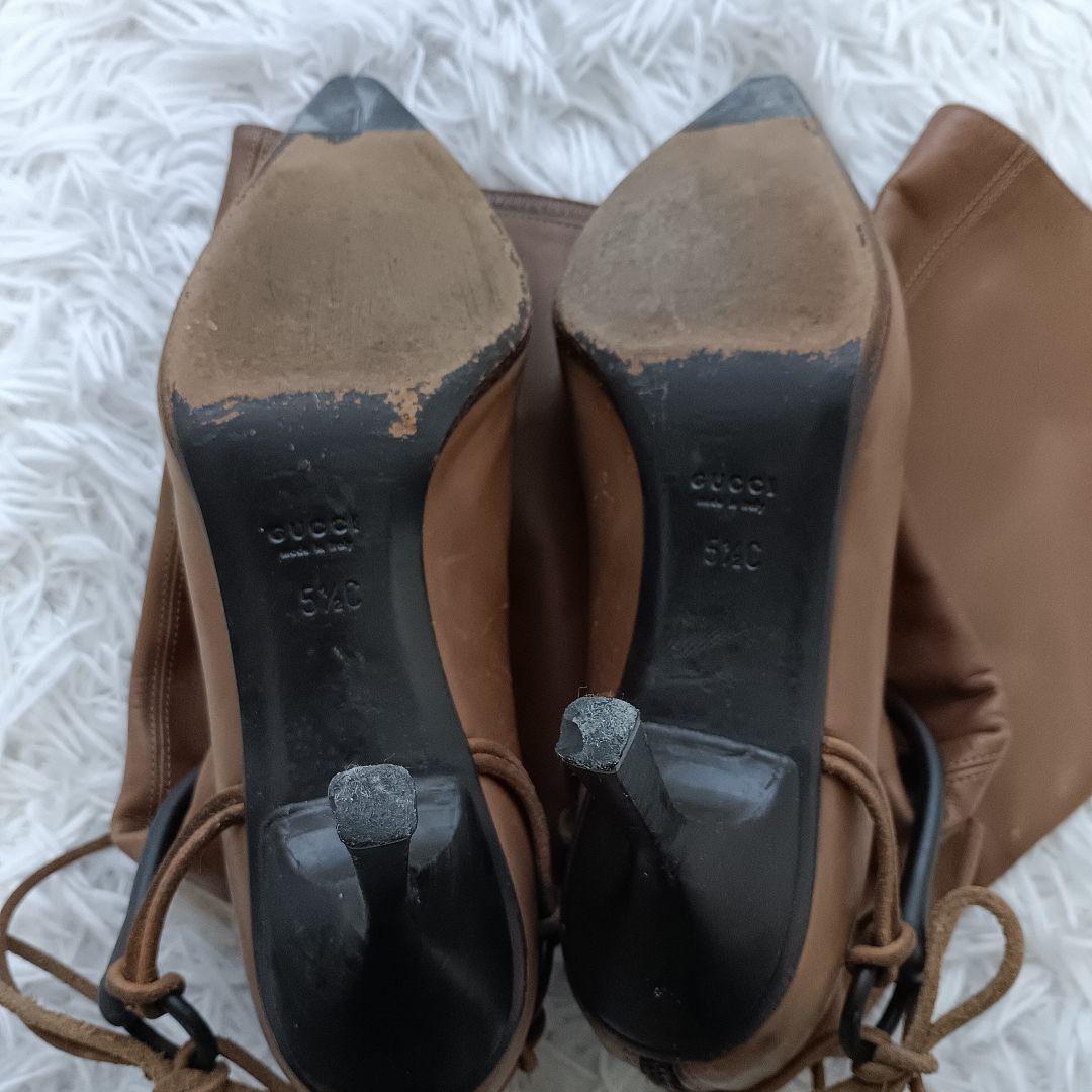 レア GUCCI グッチ ブーツ ポインテッドトゥ ヒール ミドル 51/2c