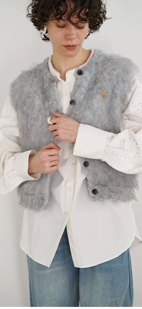 yenn イエン　FLUFFY VEST ベスト　グレー新品