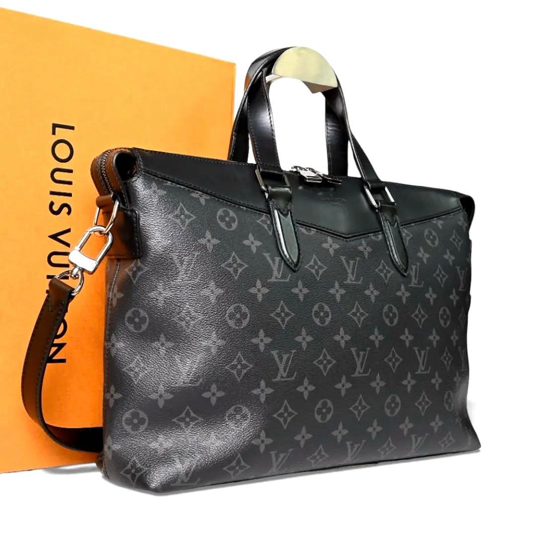 【美品】ルイヴィトン　ブリーフケース　エクスプローラ　モノグラム　ブラック　黒