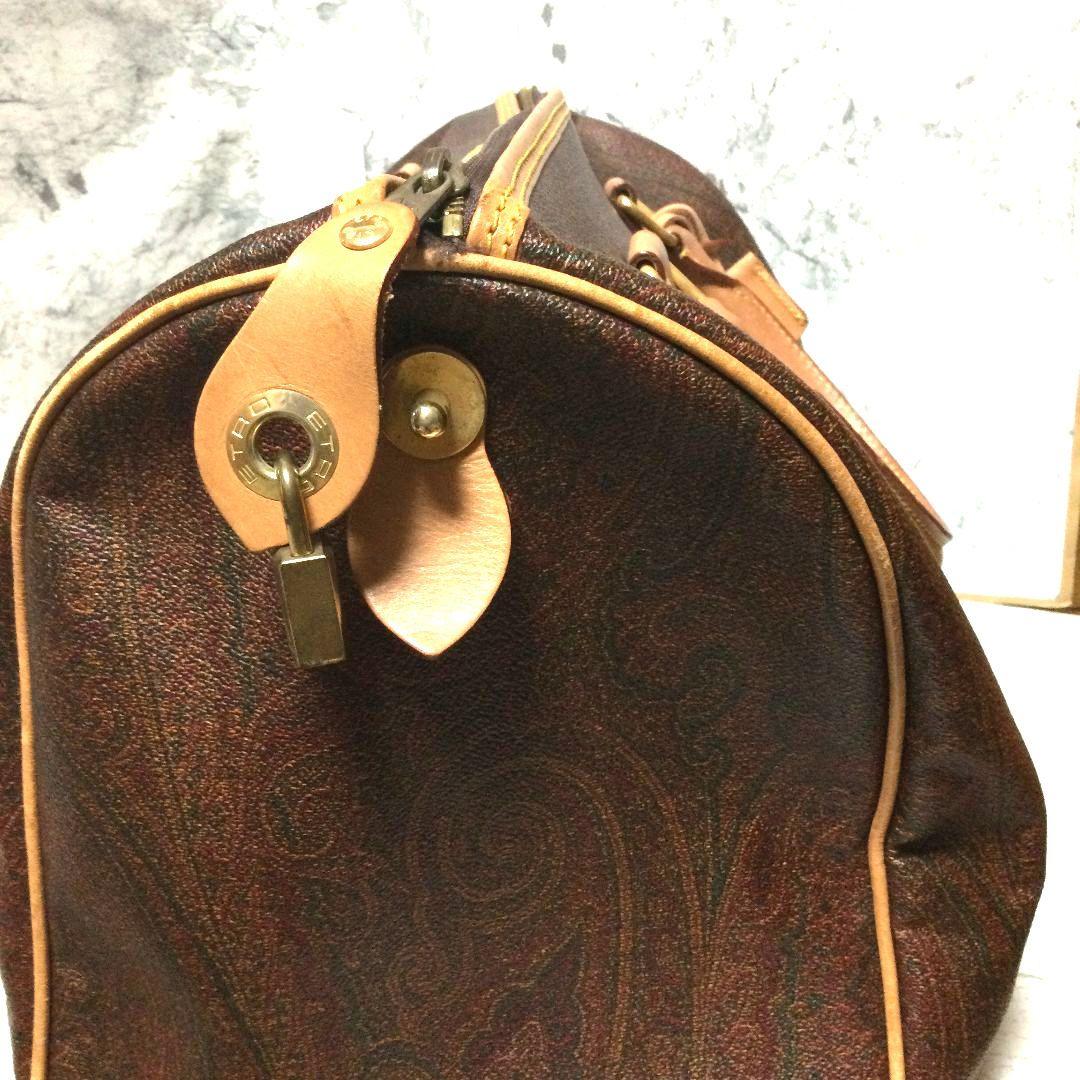 ETRO エトロ ボストンバッグ PVC ペイズリー柄 鍵付き