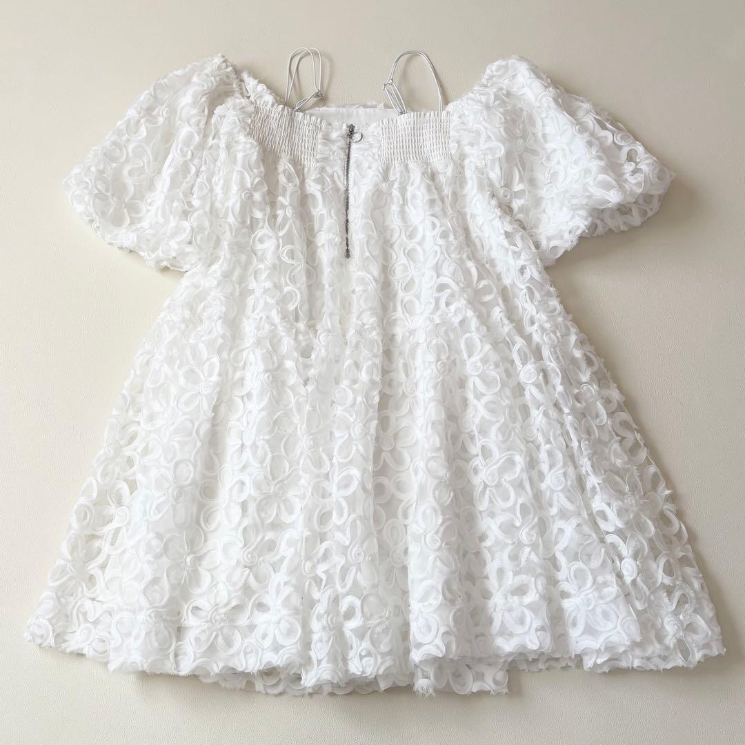 ✨美品✨POPPY フラワーパフスリーブ ティアードミニワンピース FREE