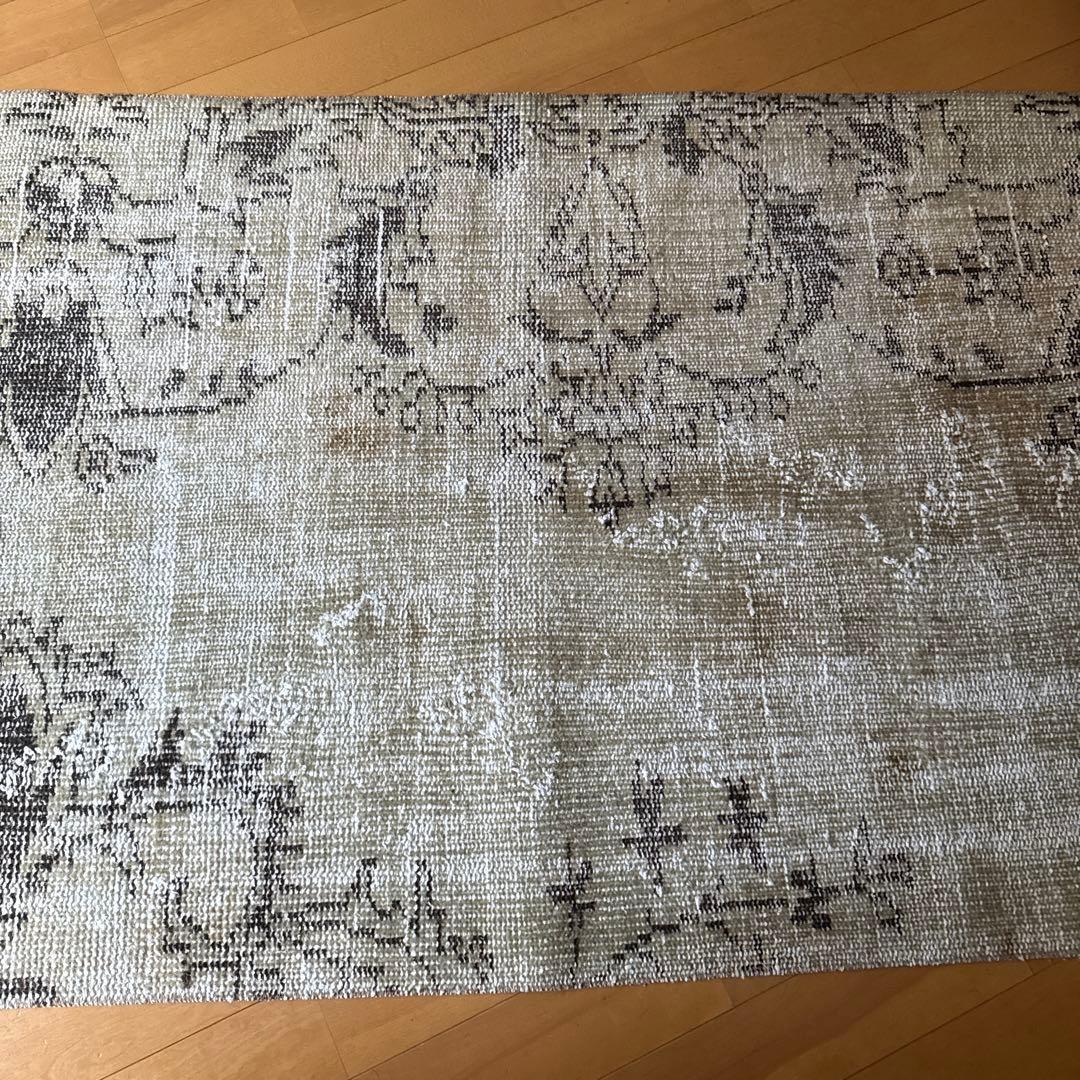 超ロング76.5×310 カーキベージュ　ランナーラグ　トルコヴィンテージラグ