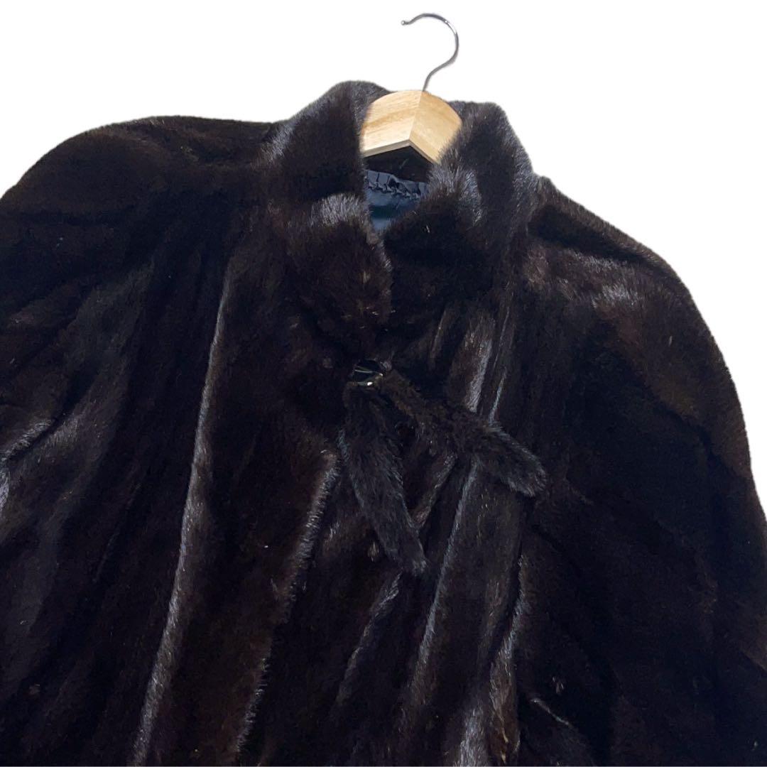 極美品　ブラックグラマ　ミンク　リアルファーコート　Lサイズ相当　毛並み◎