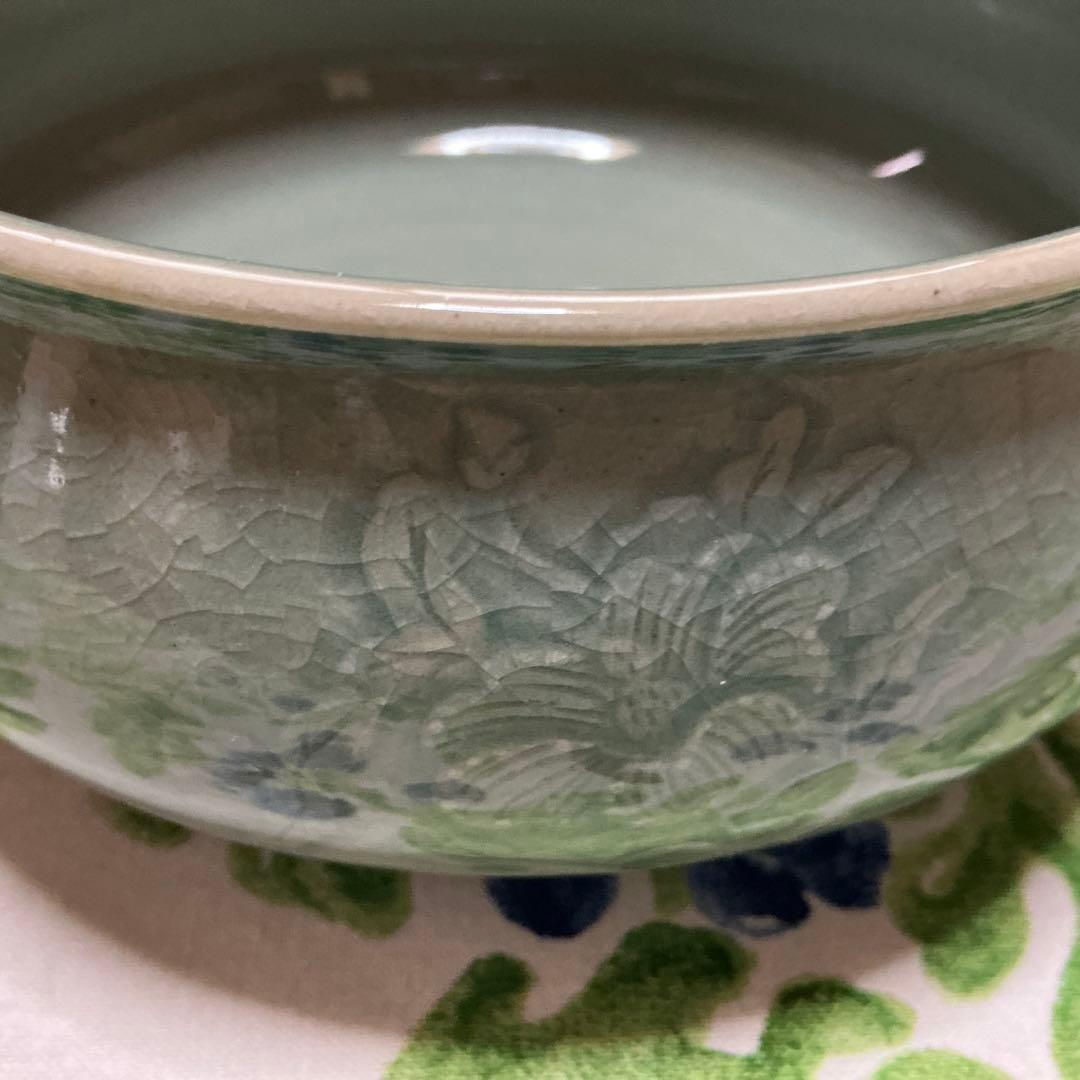 高麗青磁　茶道用　平建水　流谷作