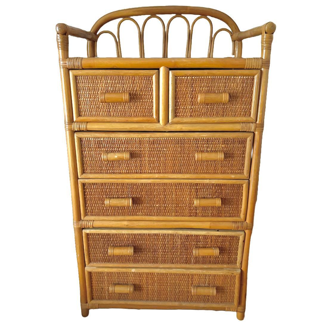 なこねひわ　籐　ラタン　5段　チェスト　箪笥