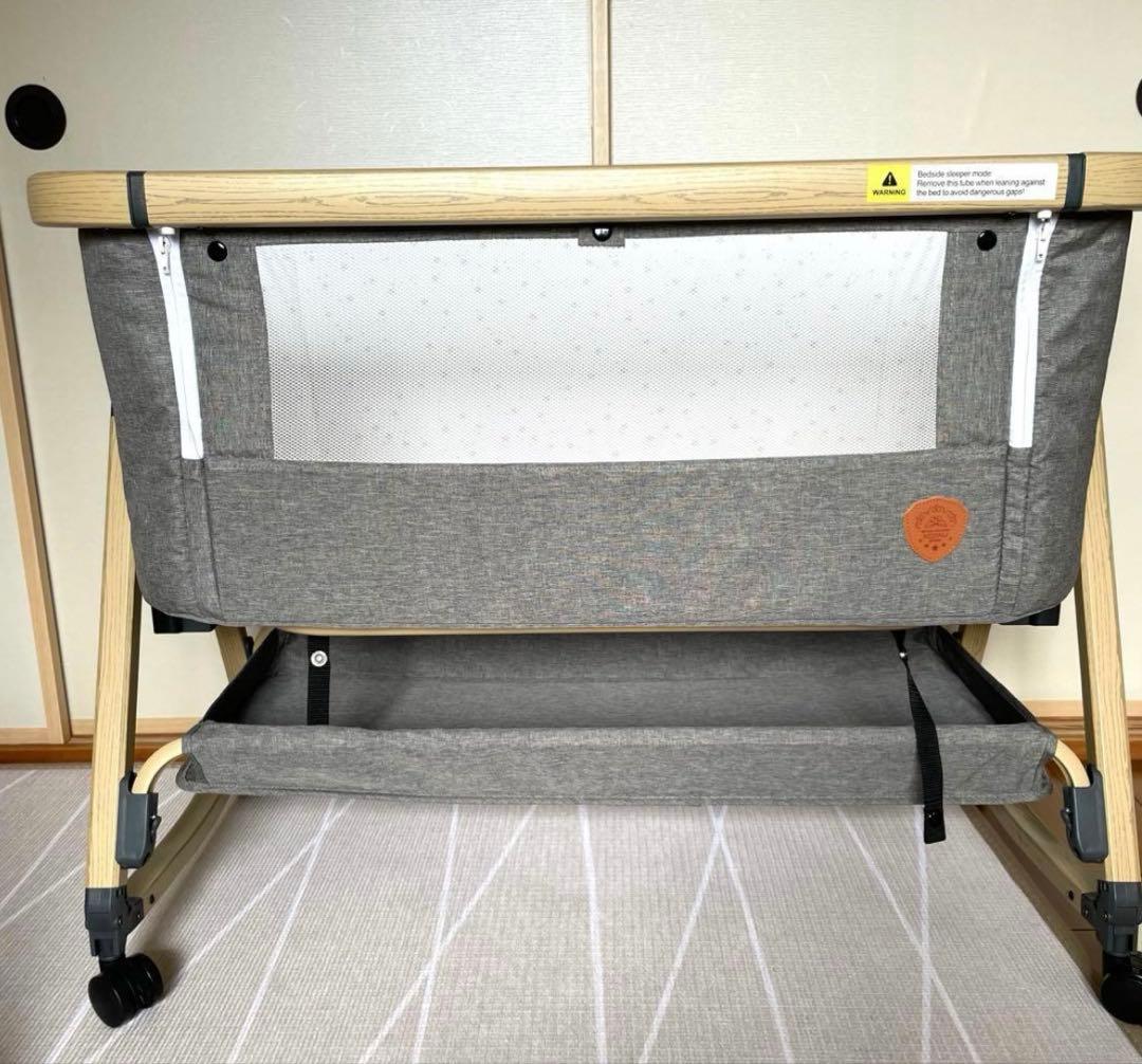 HZDMJ ベビーベッド　添い寝ベッド　グレー　移動式