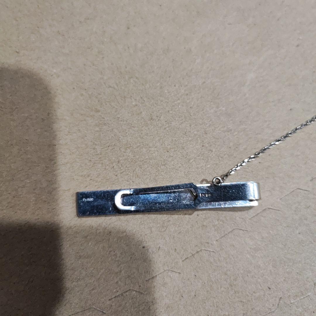 シルバー ネクタイピン チェーン付き
