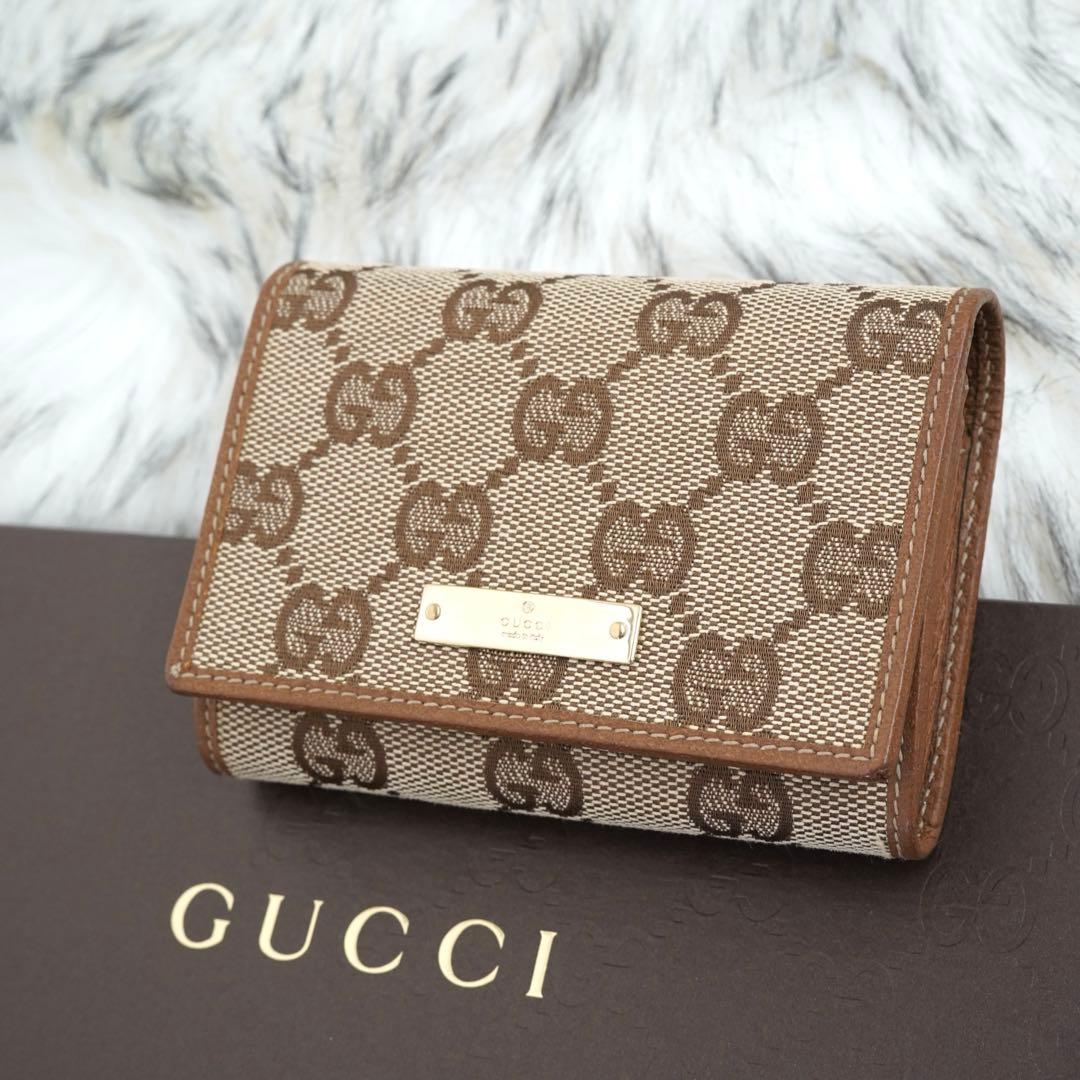 ほぼ未使用品　GUCCI グッチ　名刺入れ　カードケース　GG柄　シマライン
