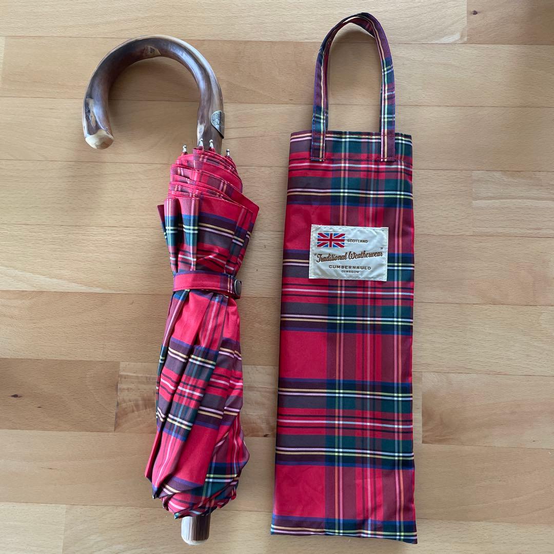 トラディショナルウェザーウェア折りたたみ傘晴雨兼用*タータンチェック