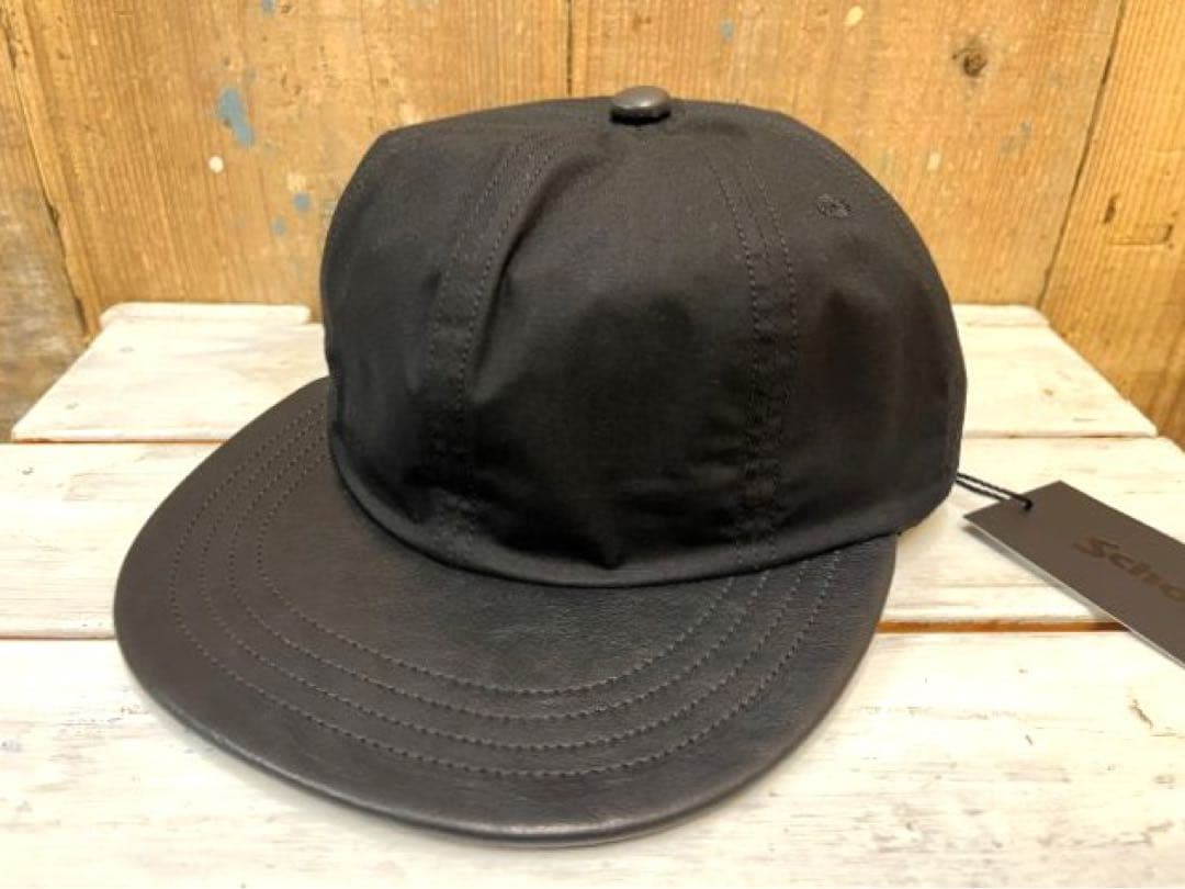 ショット パラフィンレザー 8パネルキャップ BK/日本製