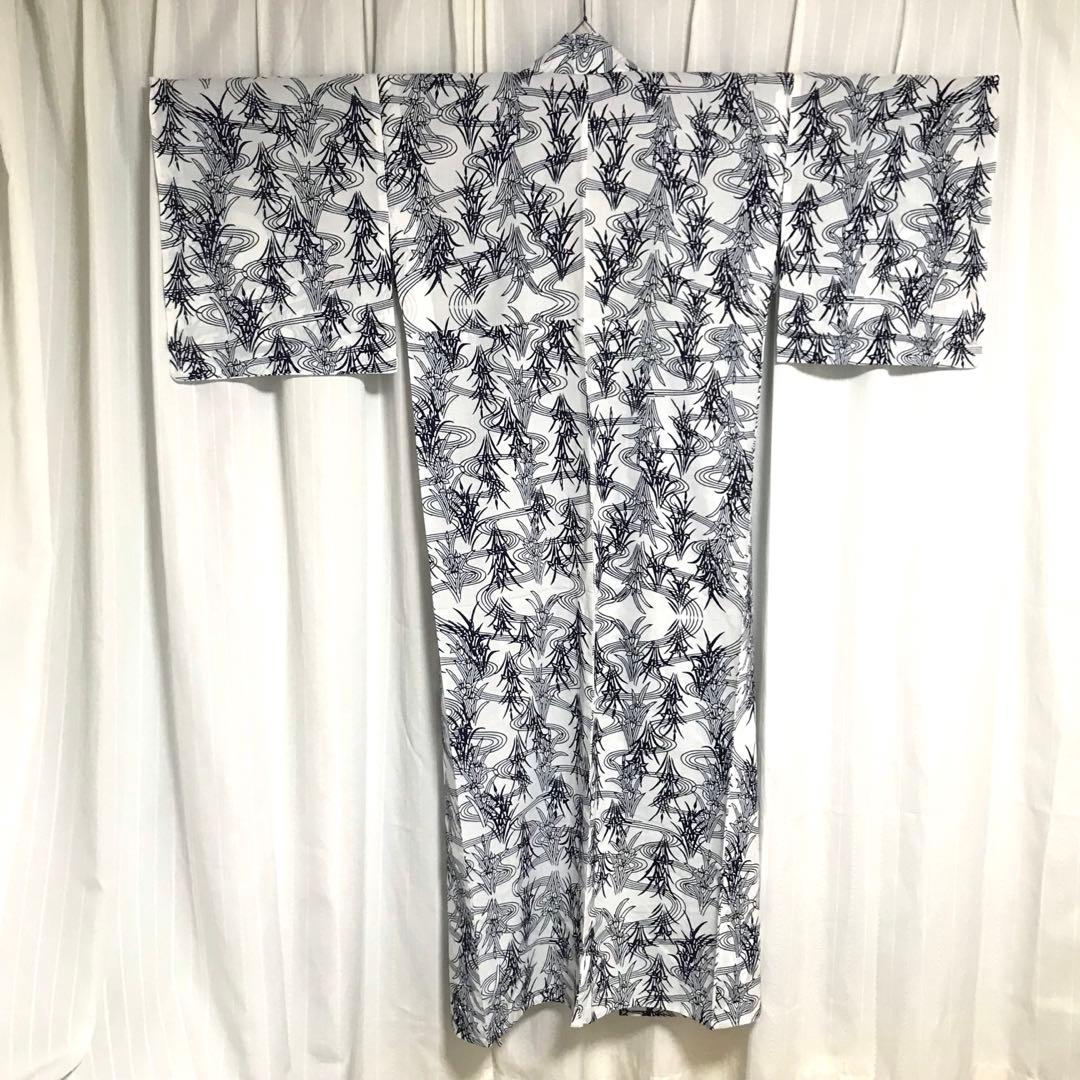 竺仙 浴衣 丈152 裄66.5cm ゆかた カキツバタ あやめ 花菖蒲 藍染