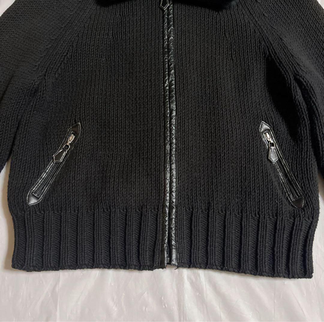 バーバリーロンドンブルーレーベル　ニットジャケット　ノバチェック　ラビットファー