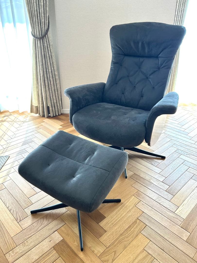 レザーテックス素材 リクライニング 回転 パーソナルチェア・オットマン【交渉可】