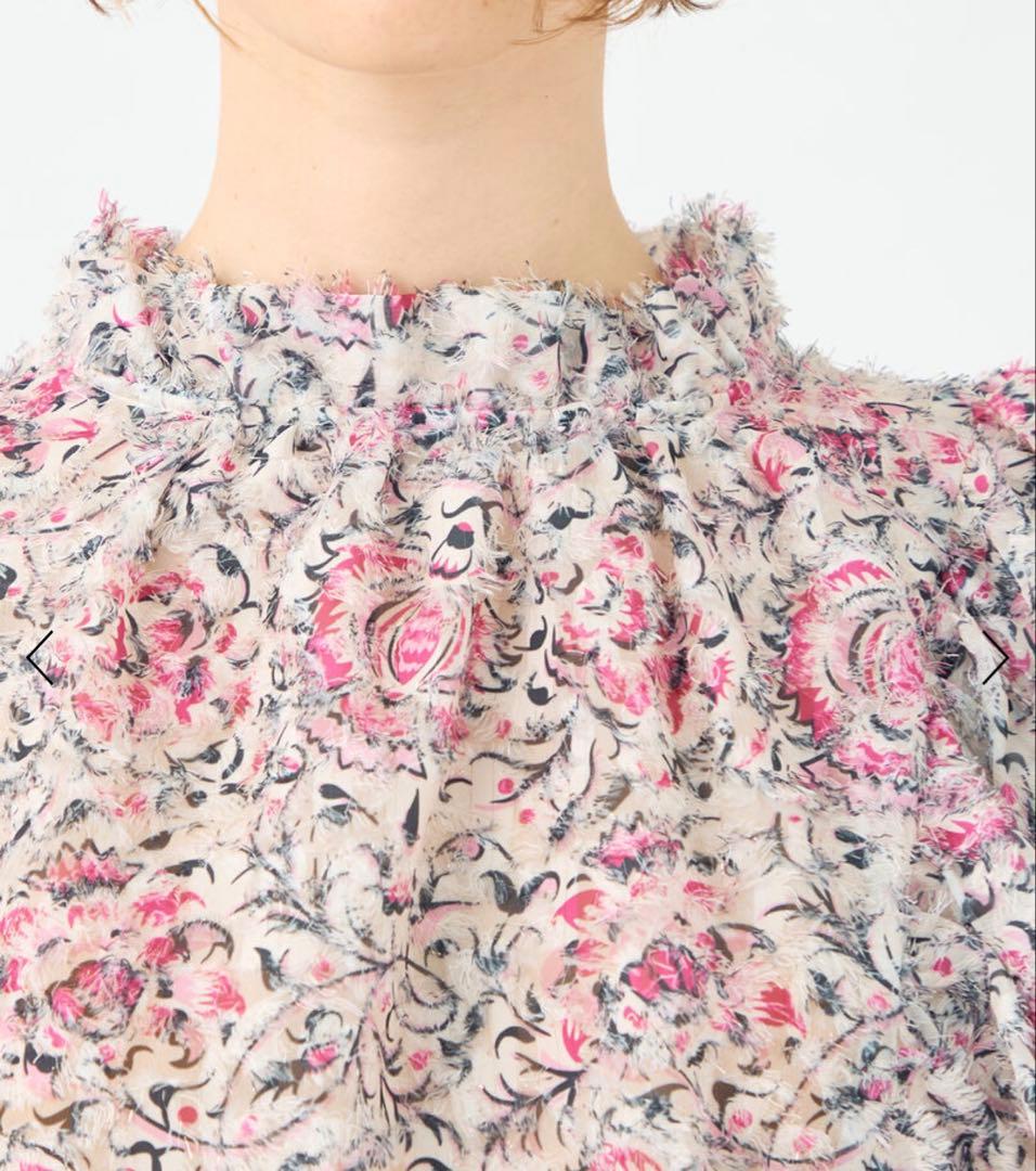 SOULEIADO フリルブラウス ピンク ラメ 36 花柄 トゥモローランド