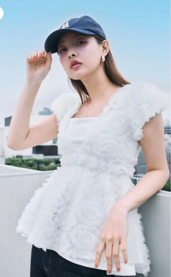 polaura フラワーペプラムバックリボンチュニック