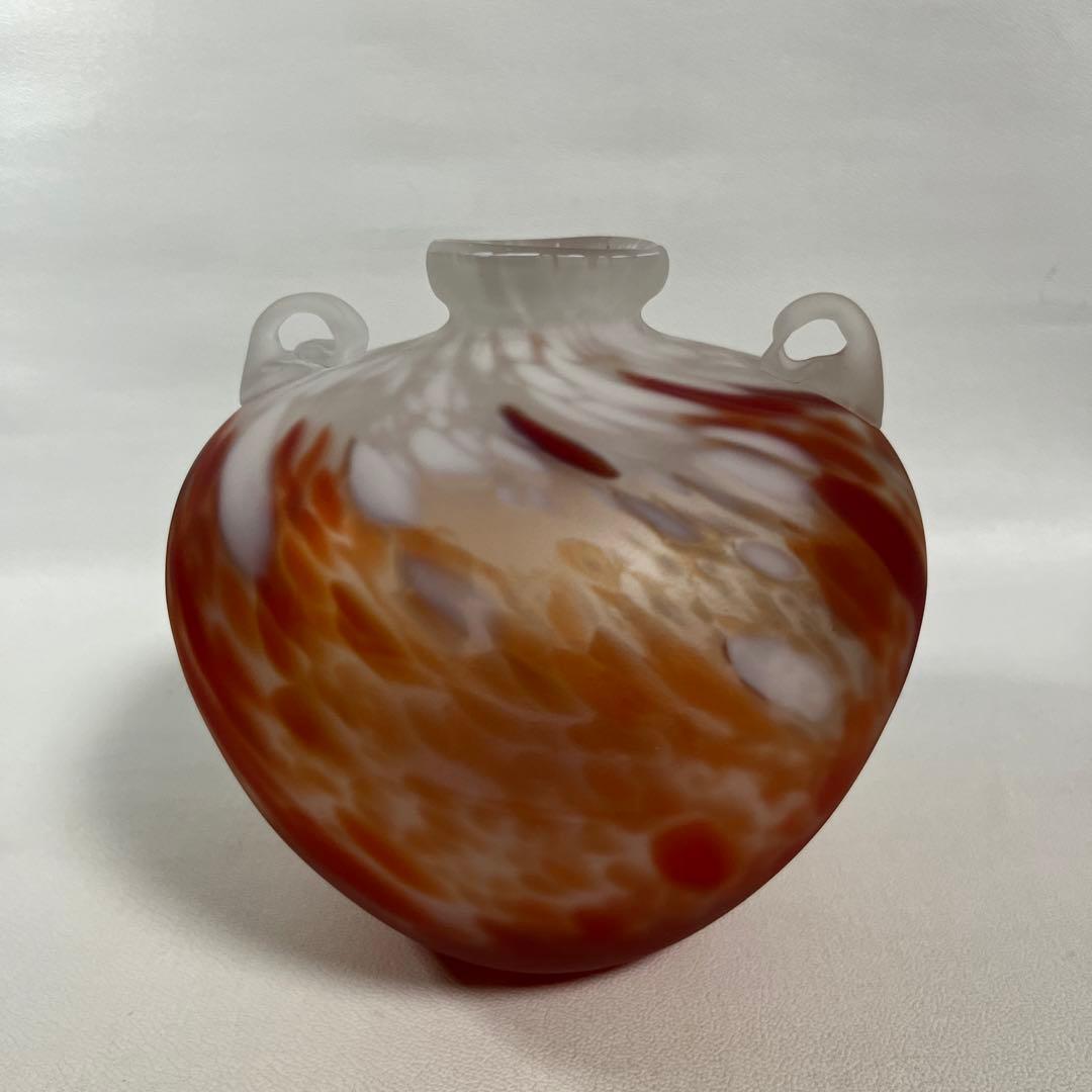 ガラス工芸　藤田喬平　手吹　花瓶　共箱