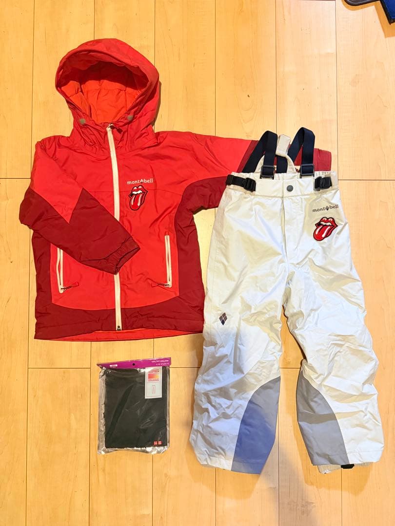 【美品】mont-bell モンベル子ども用スキーウェア Kid's 110 赤