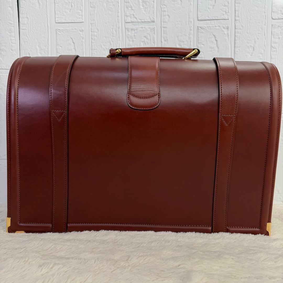 【希少】オールレザー　メンズ　ビジネス　ダレスバッグ　ゴールド　金具　ブラウン