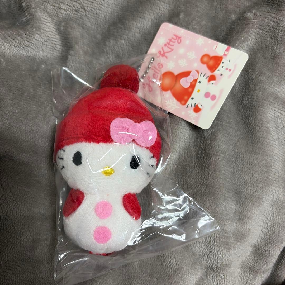 【新品未開封】ハローキティ 雪だるま ニット帽キティぬいぐるみ　マスコット　レア