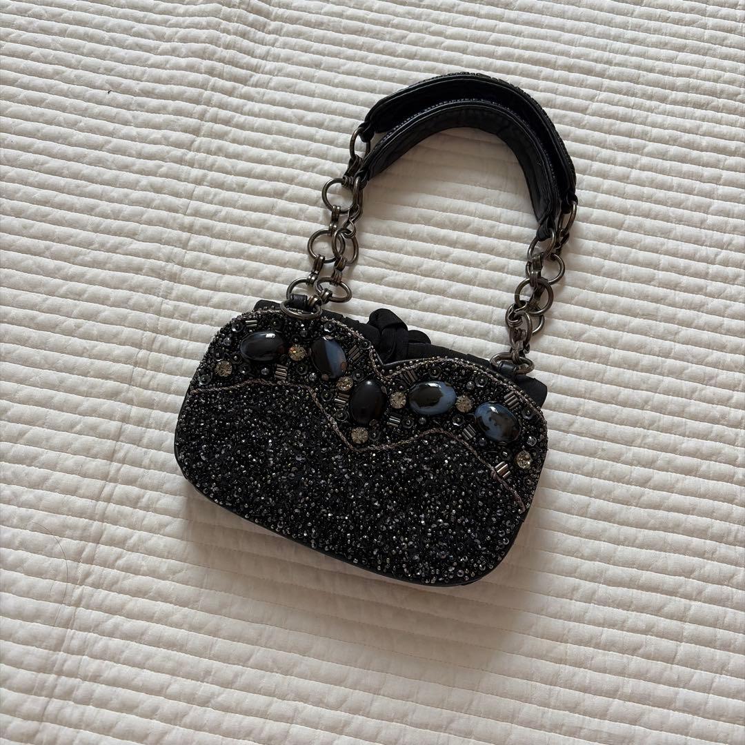 JAMIN PUECH ビーズ装飾 ミニバッグ　黒