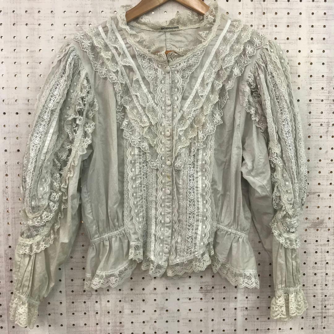 レトロ ロマンティック メルヘン 古着 DOROTHY フリルレース装飾ブラウス