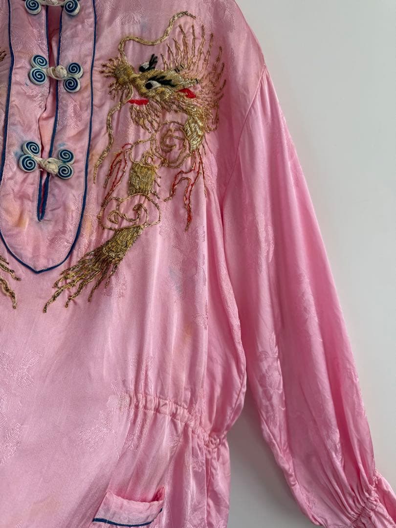 50s サテンチャイナトップス スカシャツ ピンク toro vintage