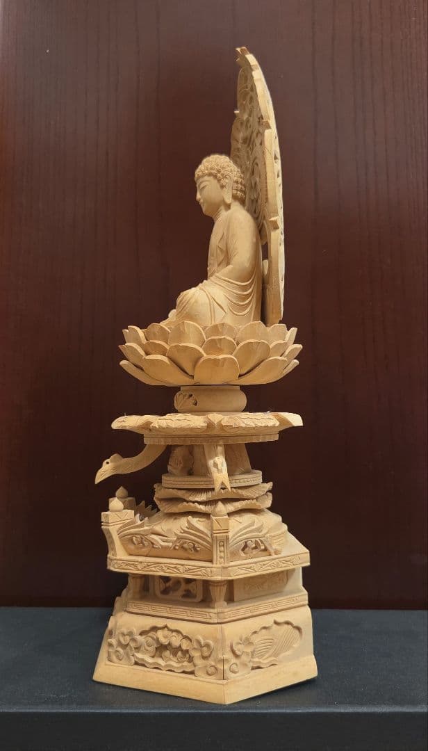 仏像　釈迦如来座像　木彫　柘植　2.5寸