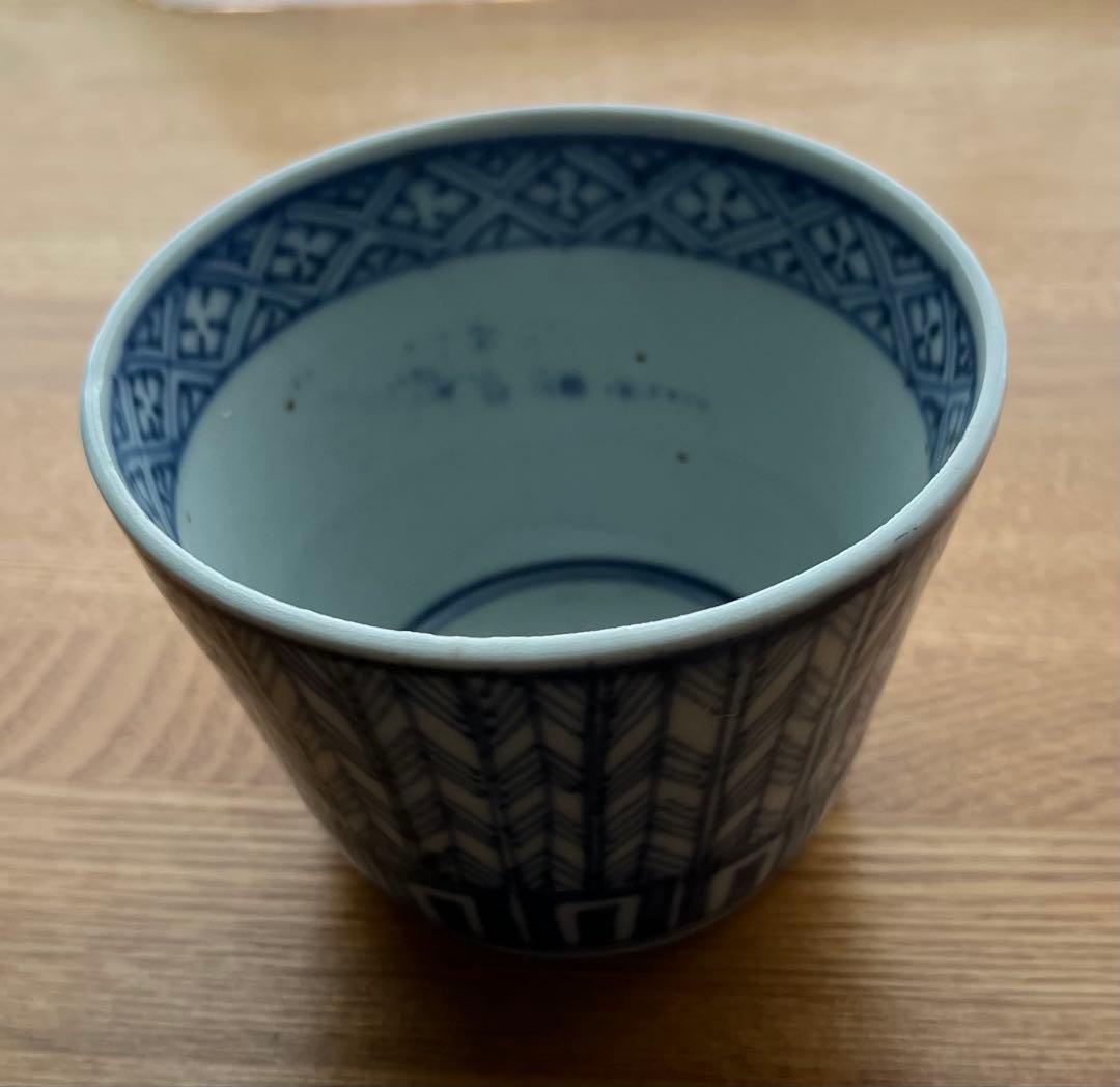 蕎麦猪口　古伊万里　矢羽根　染付　そば猪口　江戸時代　アンティーク　骨董　食器