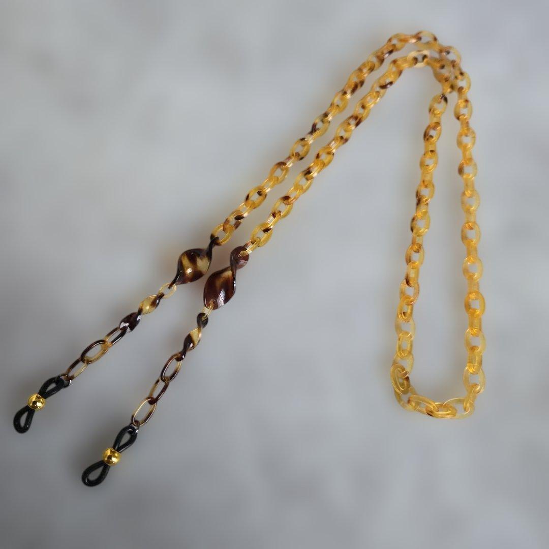 鼈甲　メガネ　チェーン　本鼈甲　⑥　べっ甲　着物　工芸品　大人のメガネチェーン