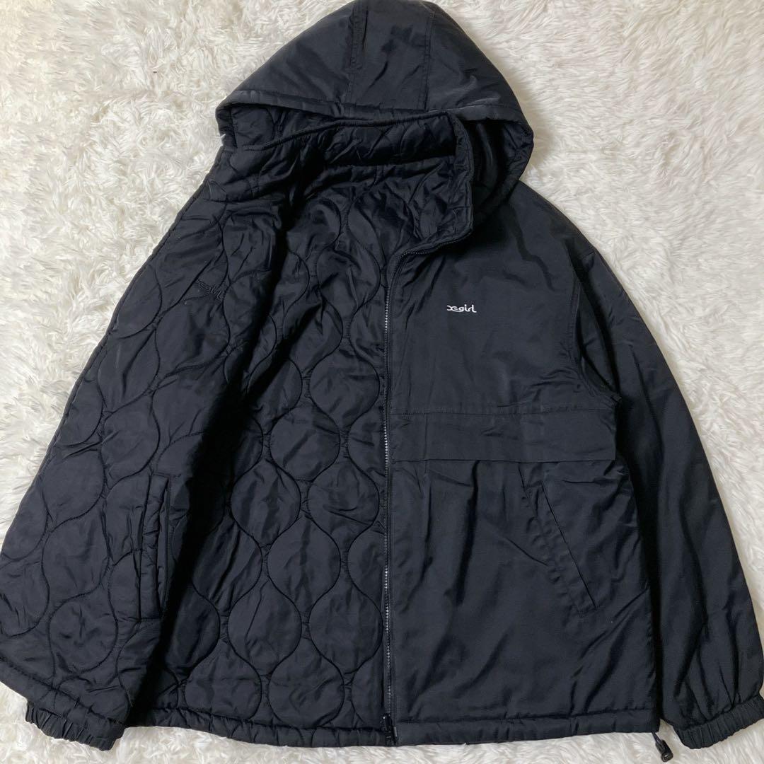 【人気】X-GIRL REVERSIBLE QUILTED JACKET L 黒