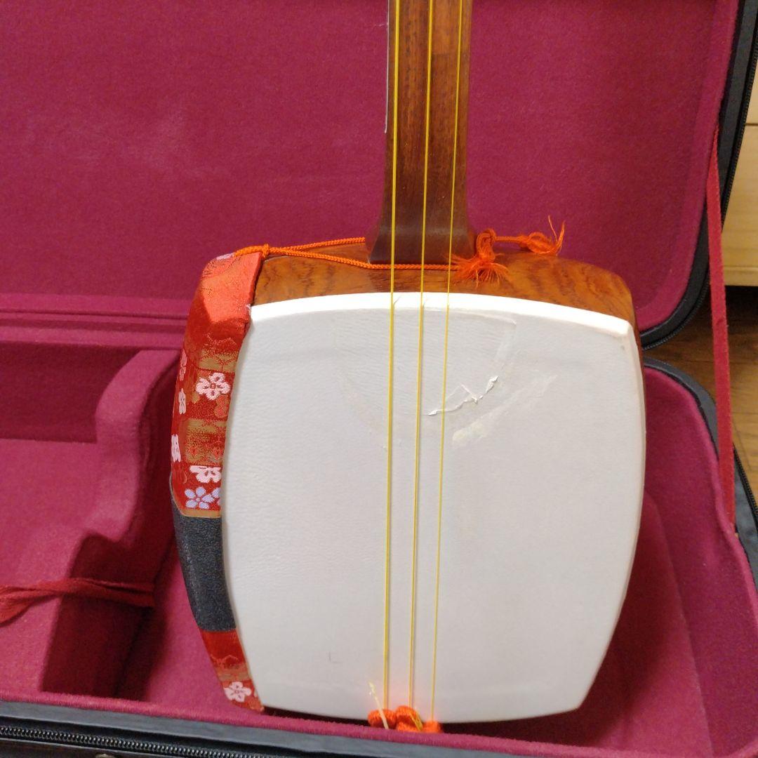 長唄三味線 花梨 細棹 初心者セット 破れなし すぐ練習可