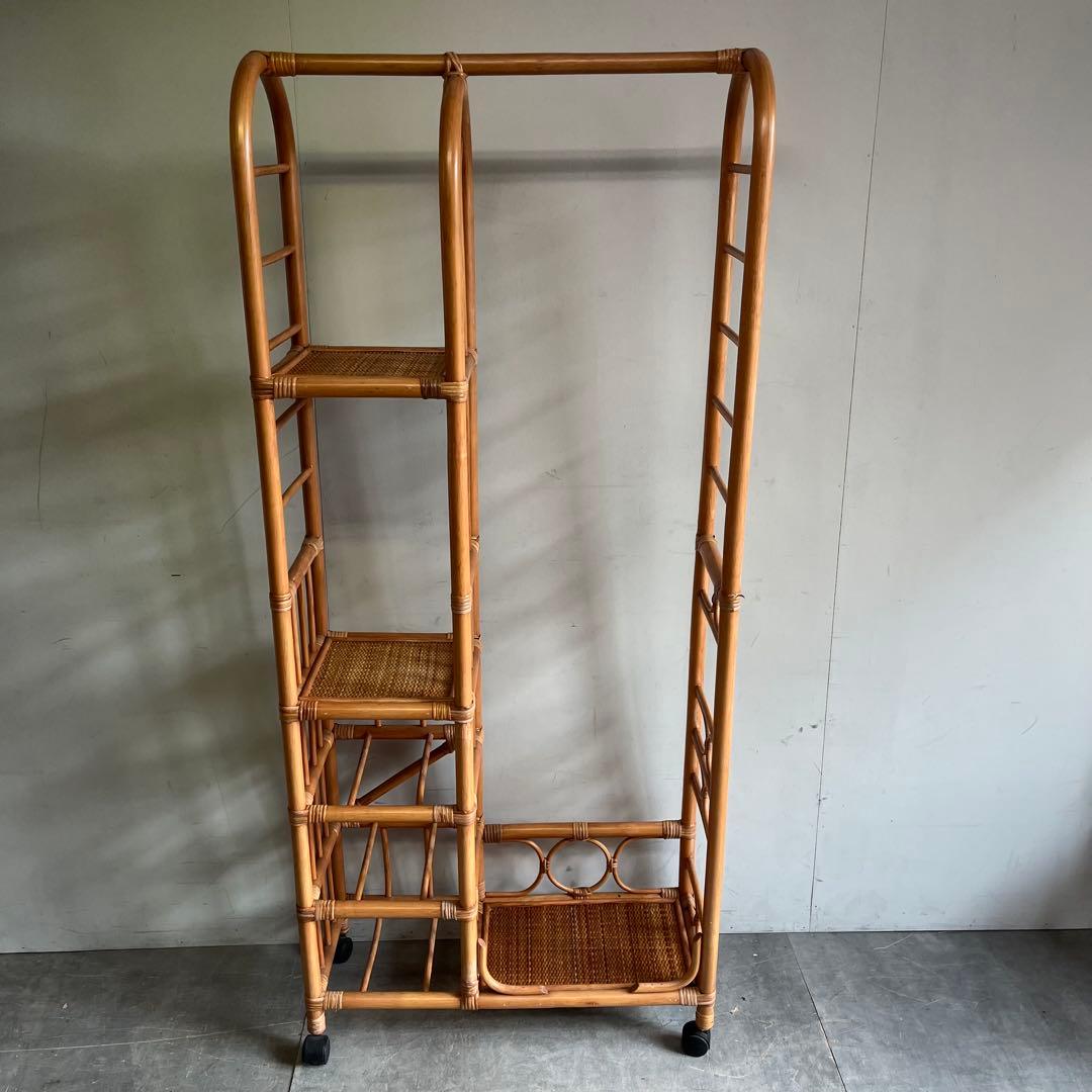 ヴィンテージ ラタン 籐 アーチ型 ハンガー ラック 昭和レトロ