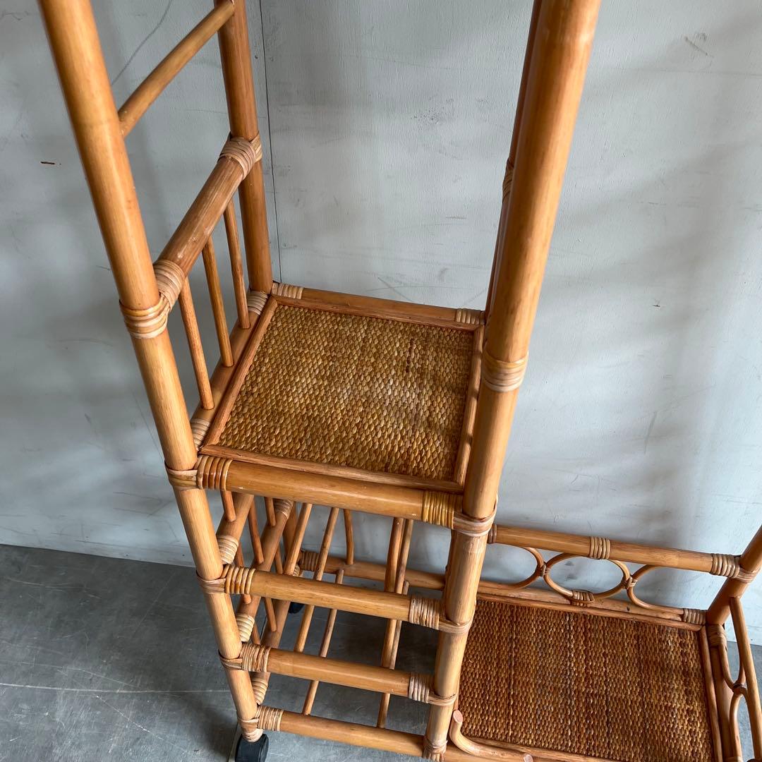 ヴィンテージ ラタン 籐 アーチ型 ハンガー ラック 昭和レトロ