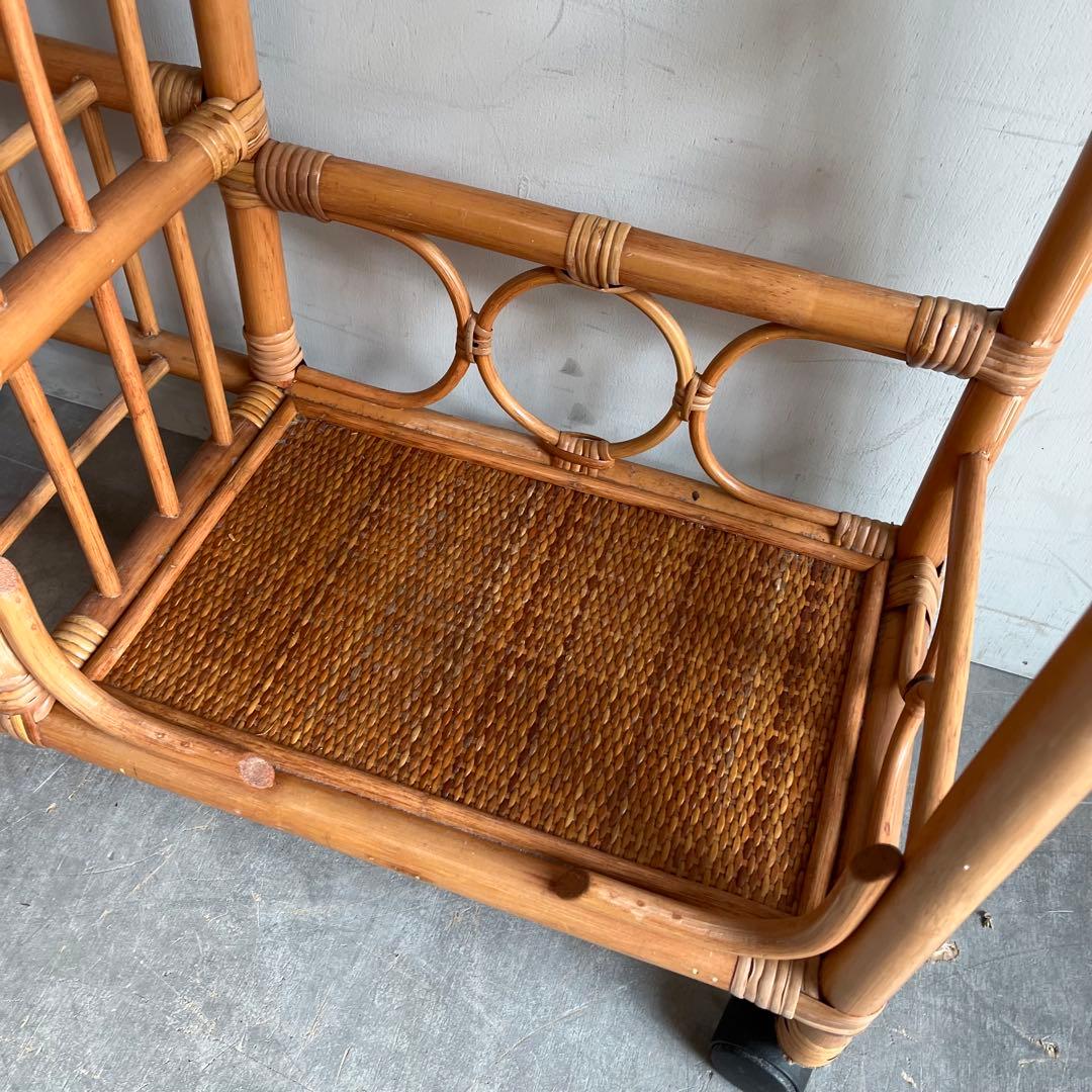 ヴィンテージ ラタン 籐 アーチ型 ハンガー ラック 昭和レトロ