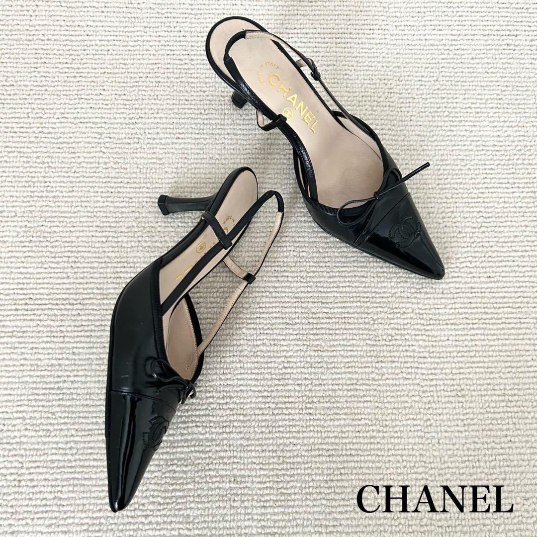 CHANEL シャネル パンプス ミュール 黒 22.5cm