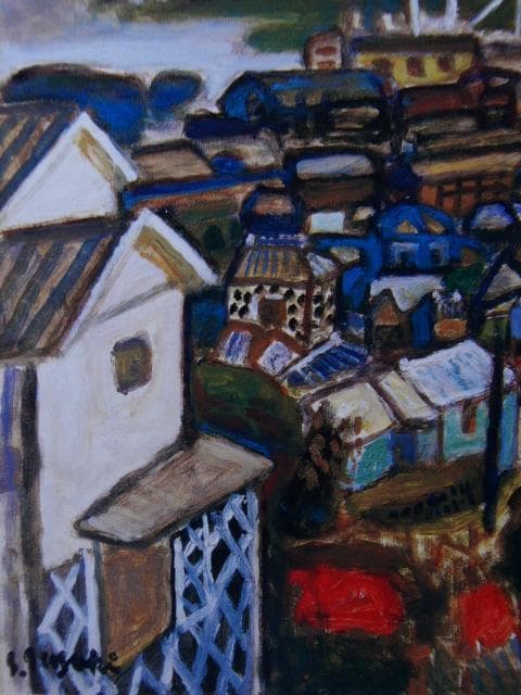 鈴木信太郎、【伊豆下田港】、希少な大判額装用画集より、美品、日本人画家