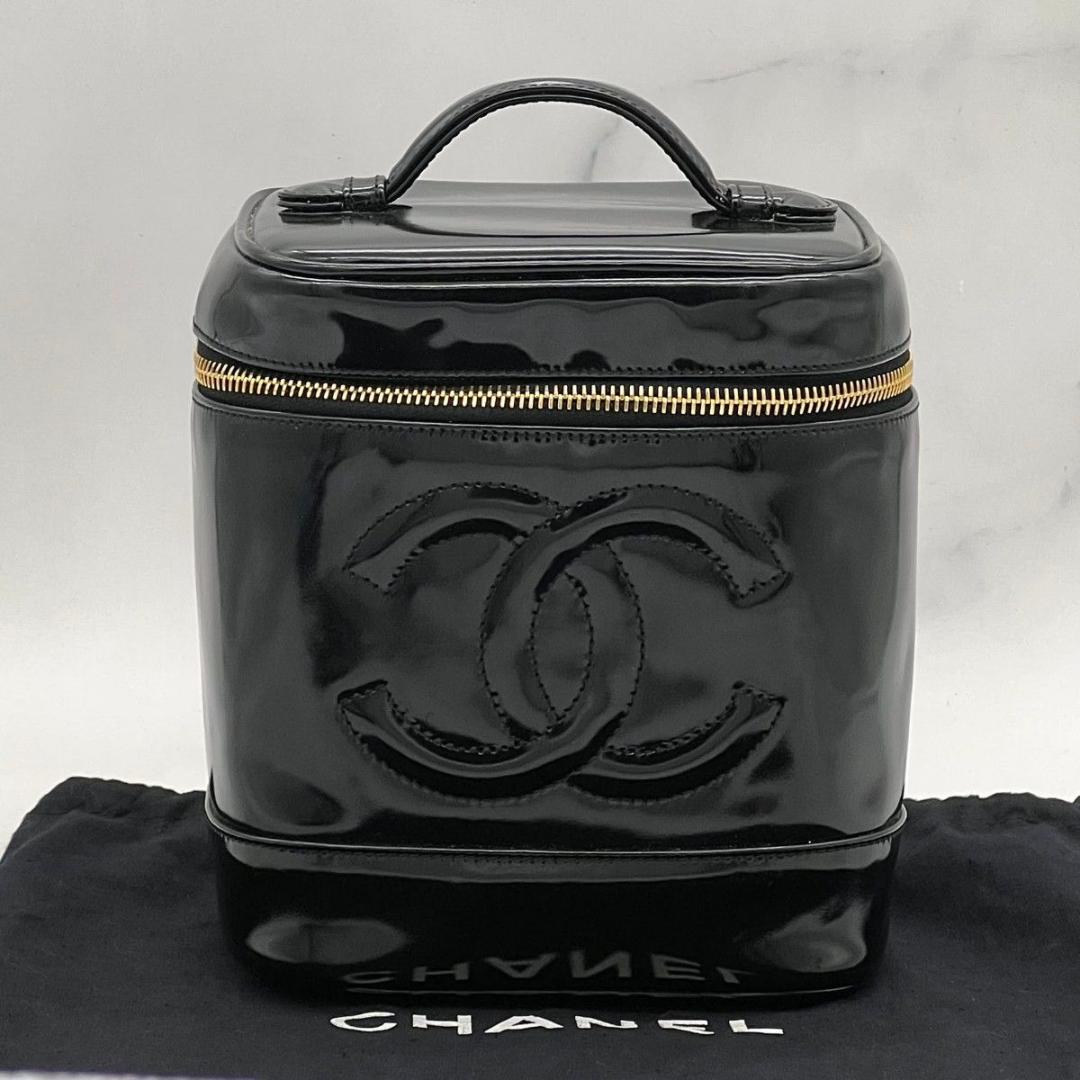 【カード袋付】 シャネル バニティ デカココ ココチャーム ブラック パテント