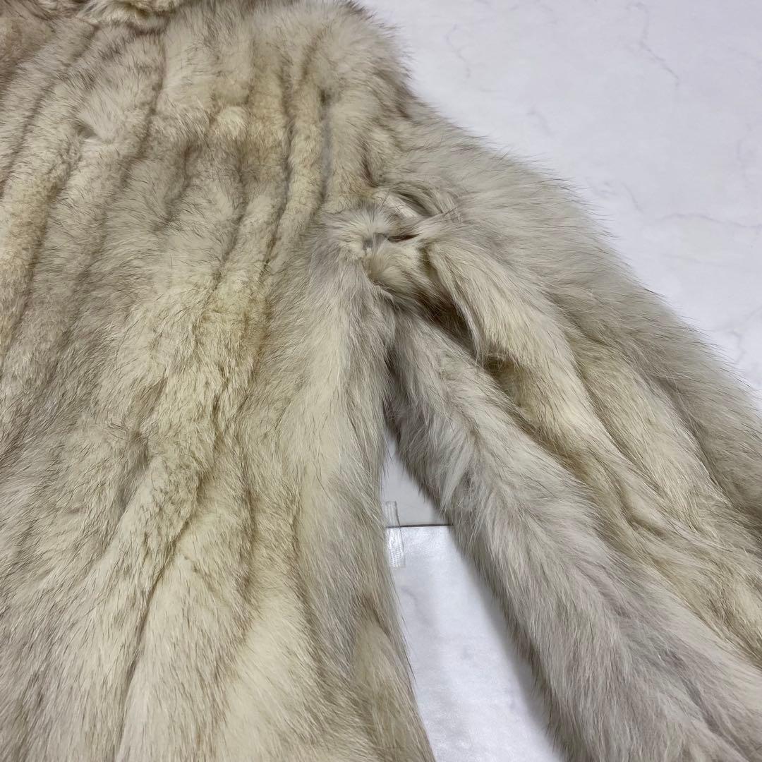 良品★SAGA FOX 銀サガ 毛皮コート リアルファー シルバー系 13 ①