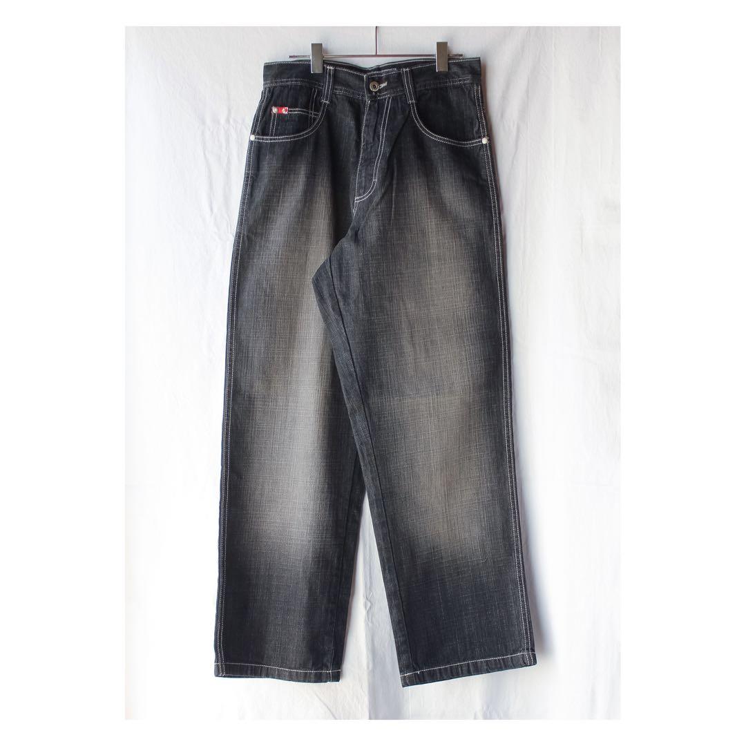 90s SOUTHPOLE ワイドデニム バギーパンツ USA古着 S W29黒