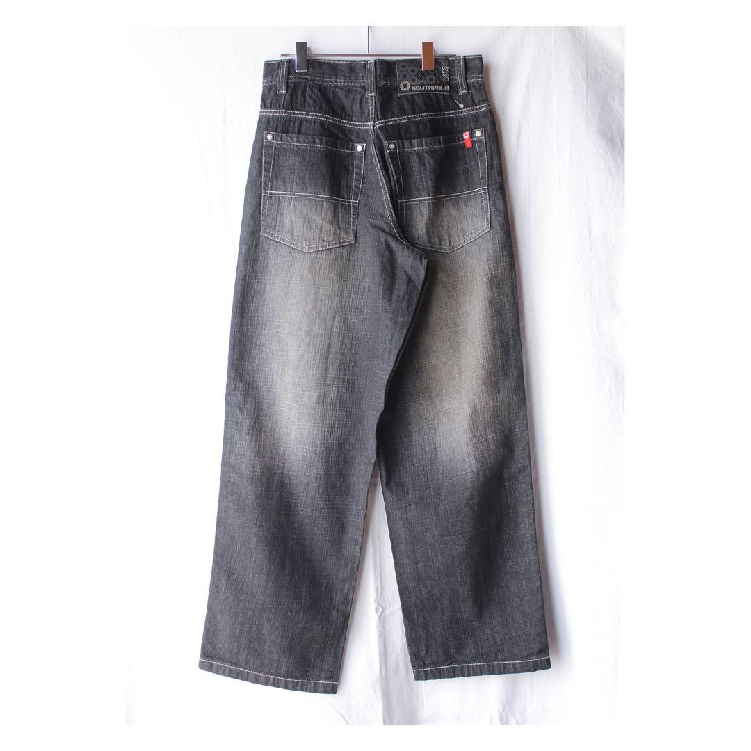 90s SOUTHPOLE ワイドデニム バギーパンツ USA古着 S W29黒