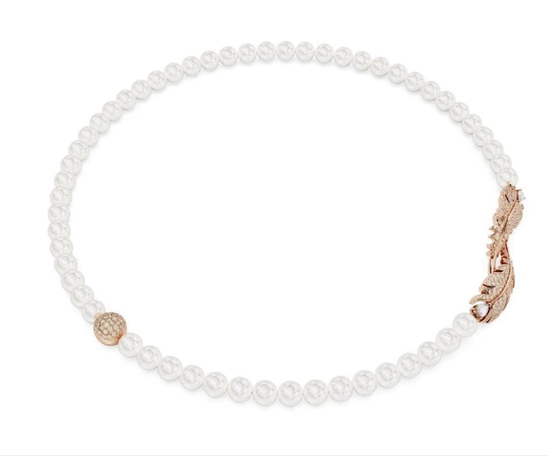 スワロフスキー Nice ネックレス フェザー ローズゴールド