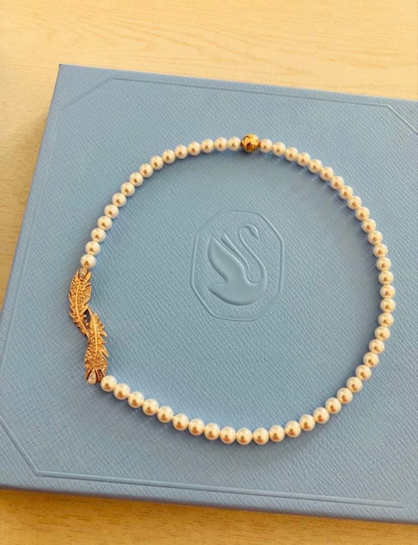 スワロフスキー Nice ネックレス フェザー ローズゴールド