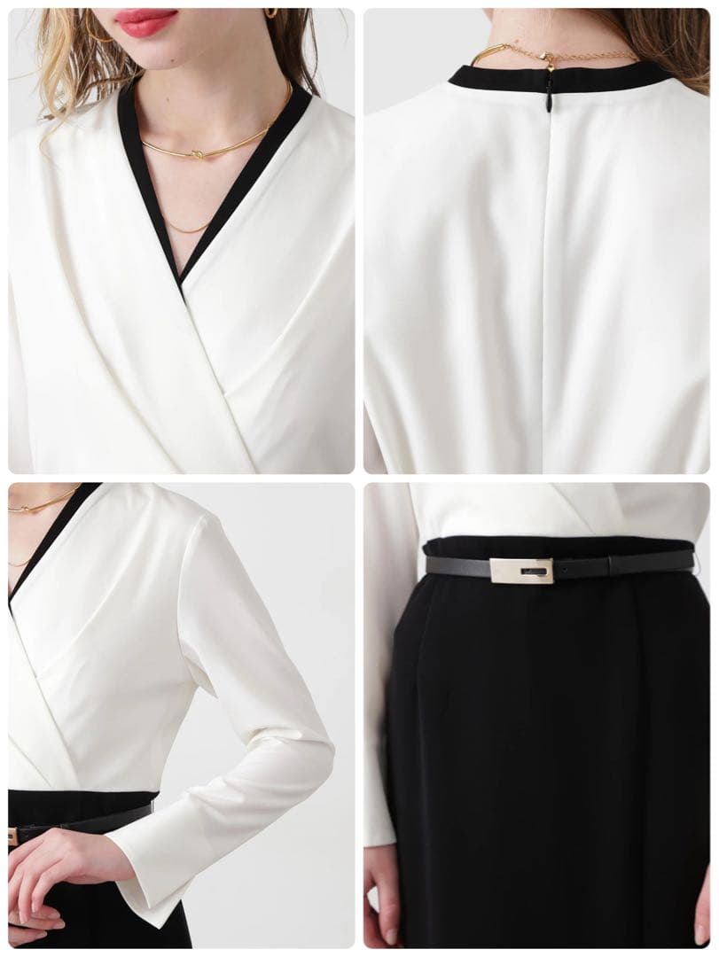 ピンキーアンドダイアン　バイカラーワンピース　オフホワイト×ブラック　タグ付新品