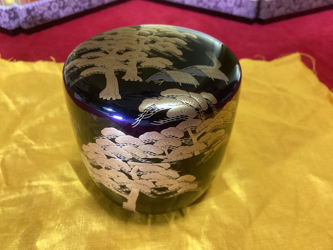 茶道具　大棗　山中塗　塩釜蒔絵　岡澤起幸