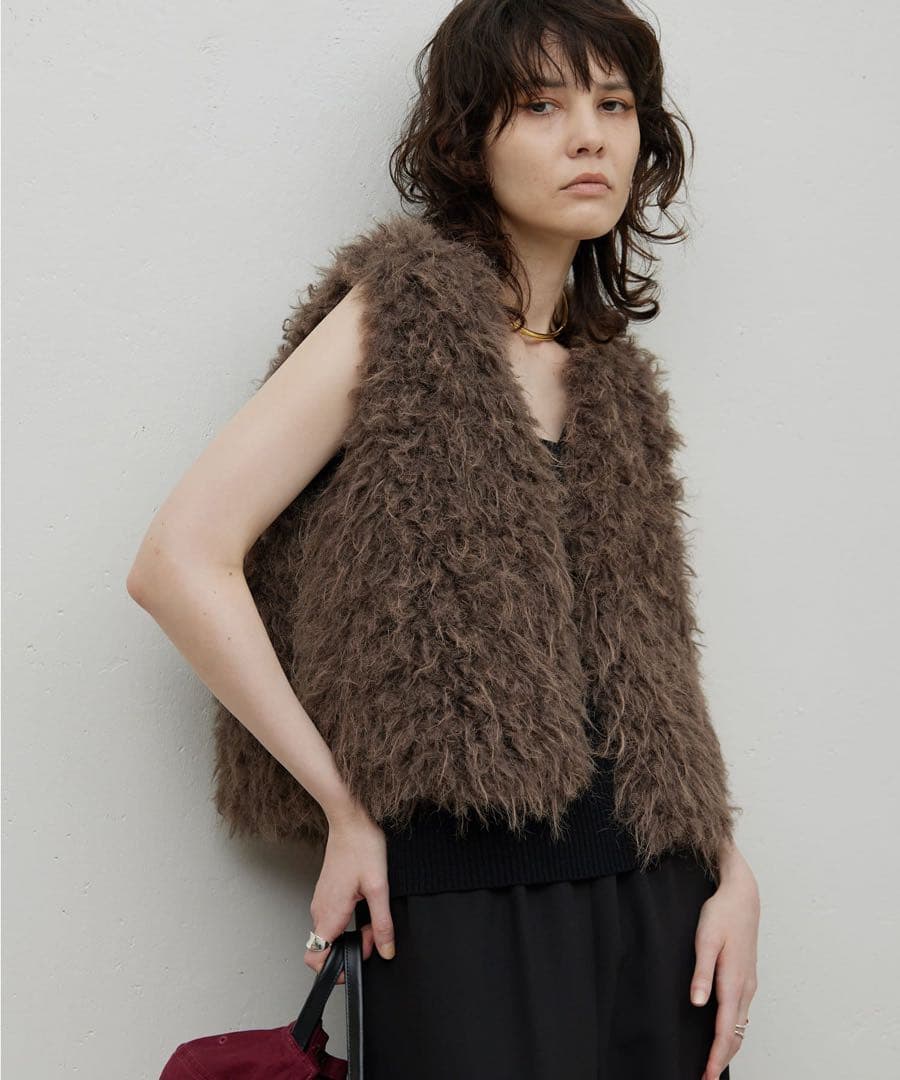 【美品】GALLARDAGALANTE フェイクファーベスト ブラウン