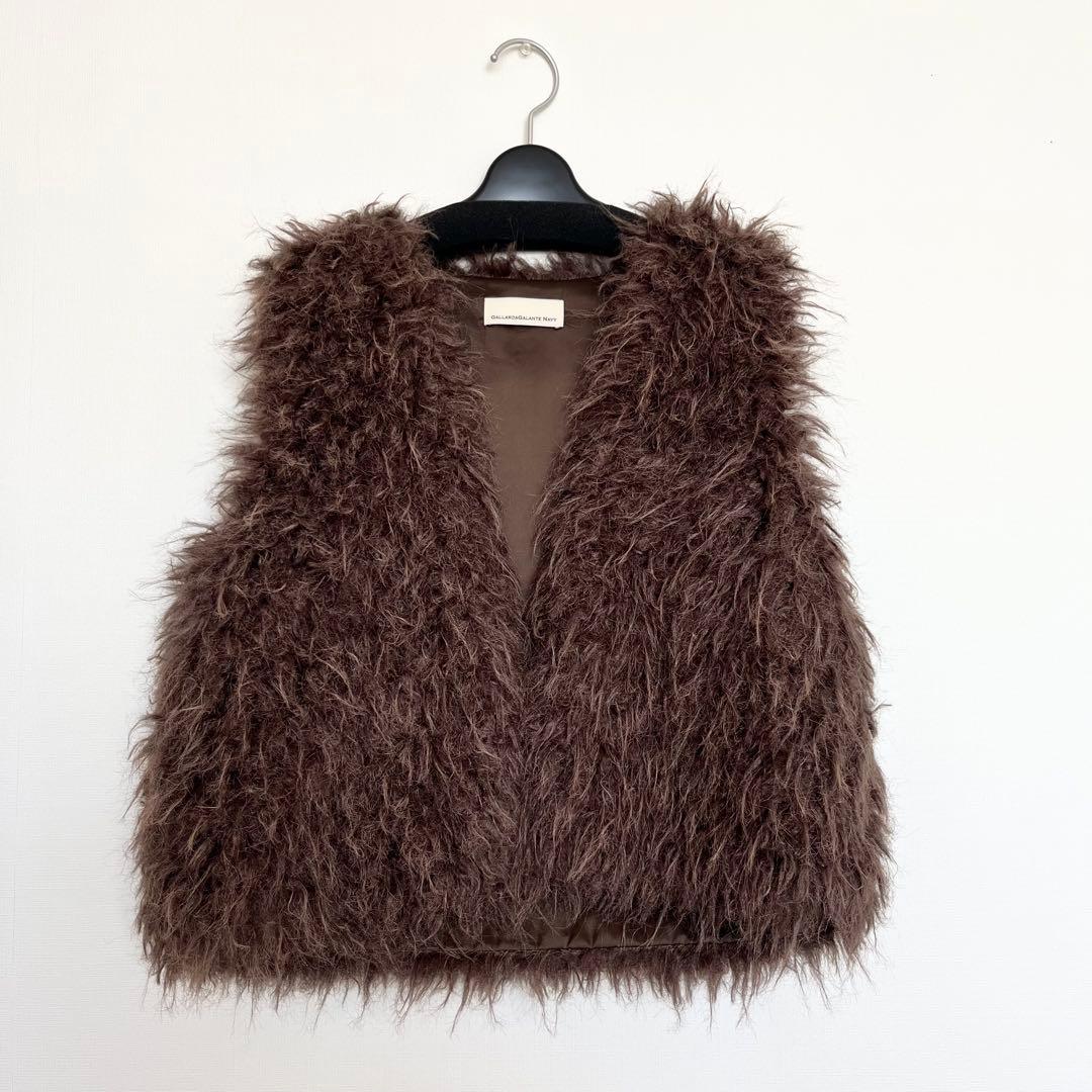 【美品】GALLARDAGALANTE フェイクファーベスト ブラウン